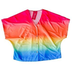 Colorful Striped Bat Wing Top